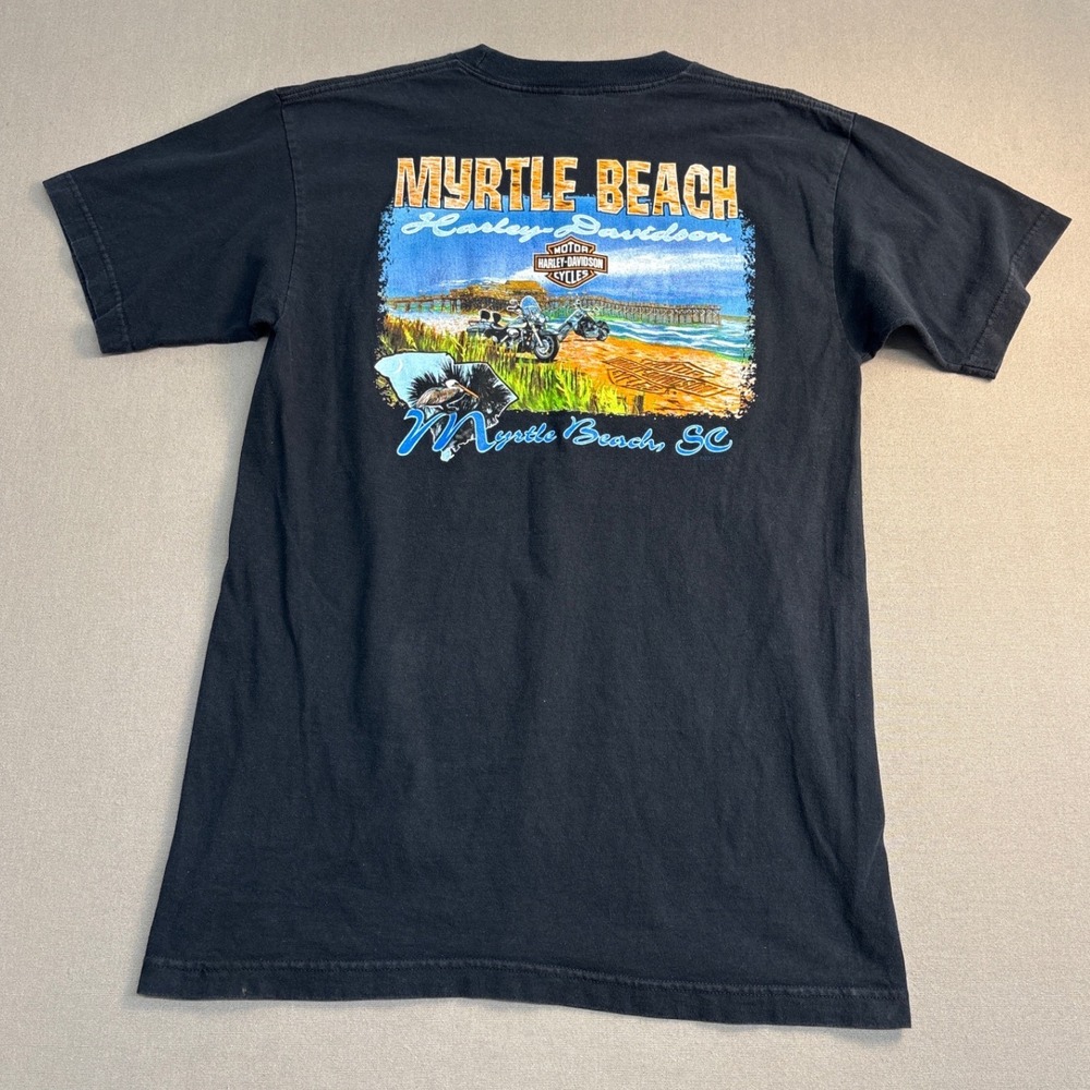 Harley Davidson Myrtle Beach SC Graphic Pocket T-Shirt Black Mens Large USA Made